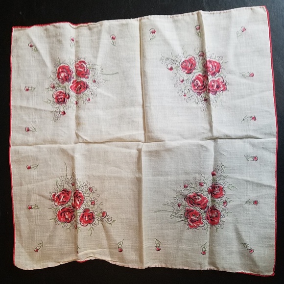 Real Vintage Lot of 2 Floral Handkerchiefs - Picture 2 of 7